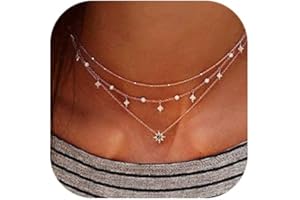 Jovono Layered Heart Pendant Necklace Silver Beaded Necklace Chain for Women and Girls