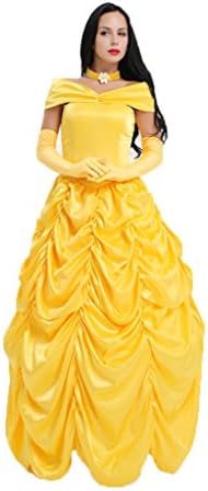 Adult Belle Costume Ladies Cosplay Princess Fancy Dress UK Sizes 6/8/10/12/14/16 (Small UK 6/8)