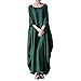 Produktbild Malloom® Frauen Rundhalsausschnitt lose beiläufige Feste Baumwolle Baggy übergroße Lange Maxikleid