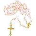 Produktbild Rosa Harz Runde Rosenkranz Perlen 56cm Länge gold Kette