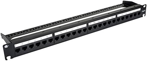 Cat 6 Pro Patch Panel, CrazyFire 24 Port Rackmount RJ45 19 Inch 1U Network Patch Panel Bracket