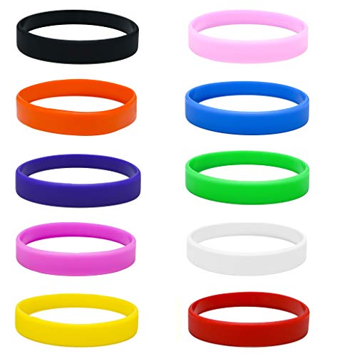 Silicone Wristbands, pack of 10, choose your colour (Multipack)