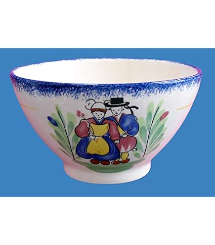 Grand Bol Benelux MAM'GOUDIG - Faïence Artisanale Bretagne France, 800ml, Couvercle Inclus, Micro-ondes Compatible