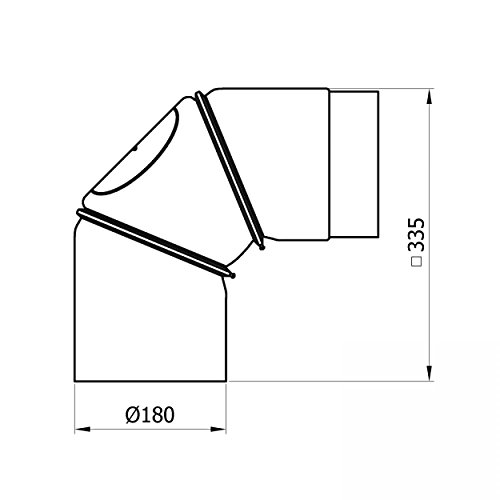 raik SH031-180-sw Rauchrohrbogen / Ofenrohr 180mm – 0° – 90° mit Reinigungsöffnung schwarz - 6
