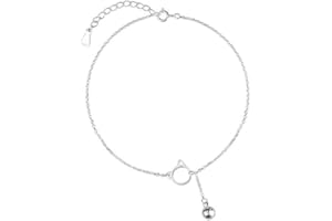 FGT Cute Kitty Cat Anklet Charm Bracelets for Women Girls Family Birthday Christmas Sterling Silver S925 Anklet Bracelet