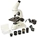 AmScope M120C-2L-PB10-E1 Digital Compound Monocular Microscope WF10x and WF25x Eyepieces 40x-1000x Magnification Brightfield Upper and Lower LED Illumination Plain Stage Includes Blank and Prepared Slides 1.3MP Camera and Software RS.19417.00