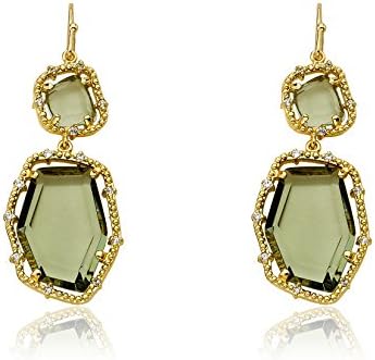 Riccova "Sliced Glass" 14k Gold-Plated Sliced Stones Black Cubic-Zirconias Accented Earrings