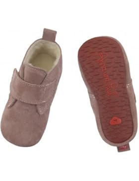 Anna und Paul - Krabbelschuhe gefüttert - Basic - gefüttert mit Wollfutter - Rosa Wildleder