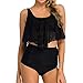 Produktbild TIFIY Damen Bikini Frauen Zwei Stücke Badeanzüge Top Mit Hoher Taille Bottom Bikini Set Gekräuselt Stylisch Strand Sexy Sommer TankiniSchwarzS