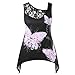 Produktbild Trada Blusen Damen, Frauen Plus Größe Schmetterling Lace Trim Skew Kragen Tank Top Bluse Kleid Print-Shirts Frauen Loose Fit Weste Blusen Longshirts Sportbekleidung Kurzarm Oberteile (XL, Schwarz)