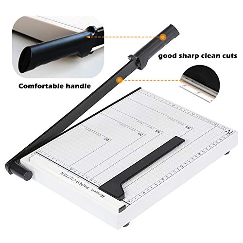 Rendio Papierschneidemaschine, 30,5 cm, Metallboden, A4, Schneidemaschine, für Home Office, 10 Blatt Kapazität - Weiß