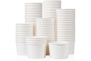MATICAN Lot de 100 gobelets à crème glacée en papier de 255,1 g jetables pour aliments chauds ou froids, fournitures de fête pour sundae, yaourt glacé, soupe, blanc