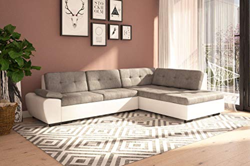 Tendencio Canape D Angle Convertible Gali En Tissu Gris Et Simili