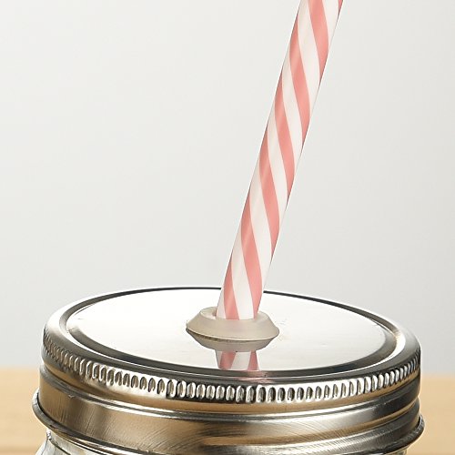 Dakoufish 12 Stück 9 Zoll wiederverwendbare Plastik Dick Trink Strohhalme BPA Free Mason Jar Strohhalme Klein Stripe Stroh (DDS004-mischen Farbe) - 3