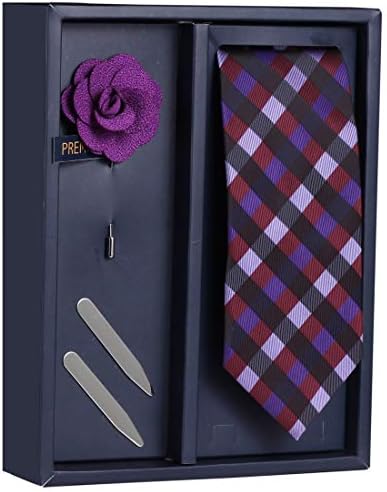 PELUCHEThe Groovy Stance Gift Box Includes 1 Neck Tie, 1 Brooch & 1 Pair of Collar Stays for Men