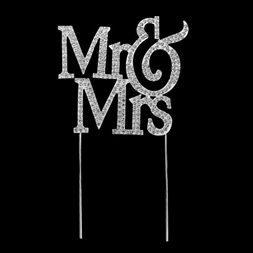 MagiDeal Tortenaufsatz “Mr&Mrs“ Hochzeit Kuchen Aufsatz Topper Kuchen Aufsatz Tortendeko Hochzeit Cake Topper Glitzernd Tortenverzierung Dekoration Tortenstecker Silber - 4