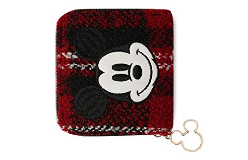 Licensed-PrimarkDisney Mickey Mouse Red Tartan Design Wallet Coin Purse Zip Up Bag