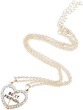HARMERSTORE 2 Pcs Half Love Shaped Couple Pendant Alloy Best Friends Necklace Gold Color