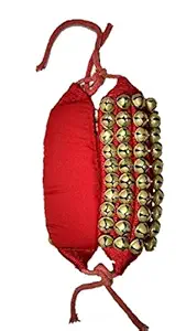 Ghungroo India PAIJANIA India 4 Line Red Cloth Pad Brass Ghungroos