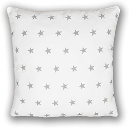 Amilian® Handcrafted Decorative Star Print White 100% Cotton Premium Quality Durable Throw Cushion Cover Pillowcase Only 80 cm x 80 cm