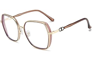 AOOLIA Blaulichtfilter Brille für Damen Herren Metal Frame Anti-Blaulicht Brillen Computer Gaming Ohne Stärke Brille