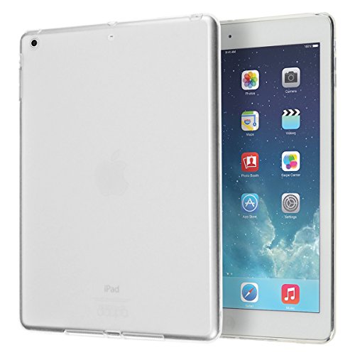 doupi PerfectFit Schutzhülle mit Staubstöpseln für iPad Air ( 1. Gen. ) A1474 A1475 A1476 Staubschutz Matt Clear Design TPU Schutz Hülle Silikon Schale Bumper Case Schutzhülle Cover, weiß