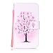 Produktbild Nancen LG K10 (5,3 Zoll) Hülle Case Handyhülle Brieftasche Etui Lederhülle Schutzhülle Abdeckung Bookstyle Klappcase mit 2 Kartenslots 1 Wallet Tasche Handgelenk Seil Magnetverschluss Bracket-Funktion Full Silikon Weich Innenschale Gemaltes Muster [Rosa Pfirsich Baum]