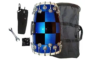 GT manufacturers Wood Dholak Musical Instrument Drum Nuts N Bolt With Tool Kit (Blue)