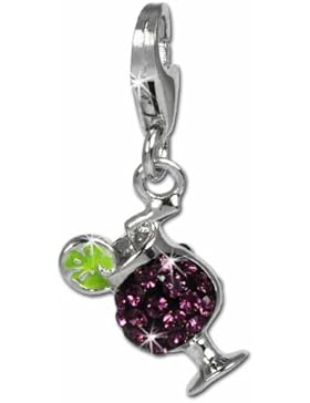 SilberDream Glitzer Charm Cocktail lila Zirkonia Kristalle Anhänger 925 Silber für Bettelarmbänder Kette Ohrring...