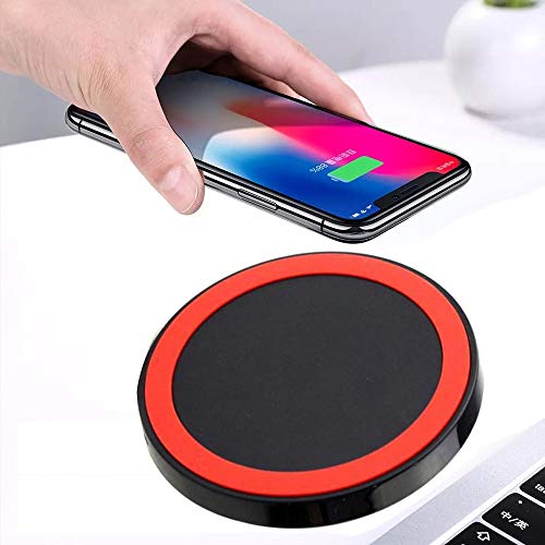 Preisvergleich Produktbild bingT Fast Wireless Charger, Qi Wireless Charger, Tragbares Ultradünnes Kabellose Ladestation, kabelloses Laden Ihres Pad, Qi Ladegerät passend für iPhone XS / XS Max / XR (Rot)
