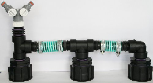 Preisvergleich Produktbild AMC82_11Y 3 - Fach - Tankverbindung - Nebeneinanderstehend mit Y - Verteiler, Container-Zubehör-Regenwasser-Tank-A... Zysterne, Tonne