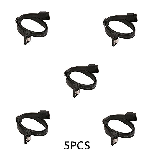 Kuyia - Cable SATA-3 de 35 cm, negro, bloqueo con pestillo recto a ángulo de 90 grados. Compatible con SATA 600, Serial ATA, 1.5 GBs, 3 GBs, 6 GBs