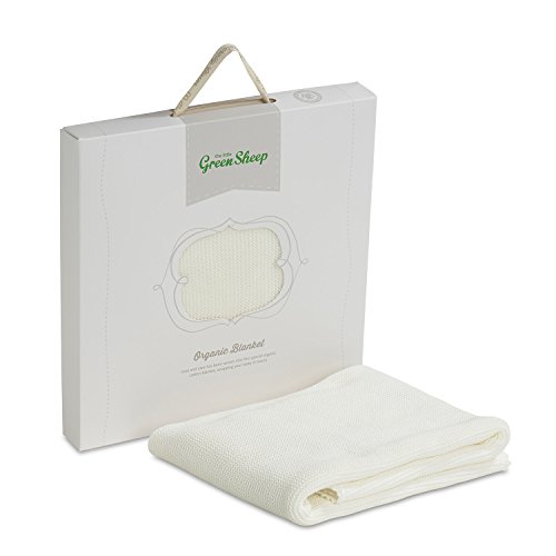 The Little Green Sheep Organic Knitted Baby Blanket (White)