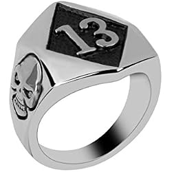 Anillo de Calavera Motocicleta Acero Inoxidable Punky Figura 13 Plateada para Hombre US 11