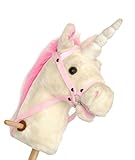 Einhorn Steckenpferd Einhorn Spiel-pferd Weiß und Pink Holz...