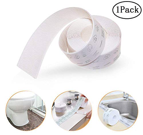 Cinta de Sellado, Cinta Autoadhesiva Estampada de PE de Calafateo Impermeable , para Baño/Fregadero de Cocina/Esquina de Pared--1Pack(Blanca,38 mm x 3,2 m)