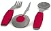 Produktbild Ornamin Besteckset 3-teilig mit roten Griffkissen | Einhänder-Besteck mit Hilfsfunktion für intuitive Nutzung | Spezial-Besteck, Einhänder-Hilfsmittel, Essbesteck, Esshilfe