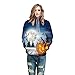 Produktbild Elecenty Kürbis Gedruckt Hoodies,Halloween Kapuzenpullis Frauen Reizvolle Lose Pullover Mit Kapuze Kapuzenshirt Hoody Oberteile Sweatshirts Kapuzenpullover Blusenshirt
