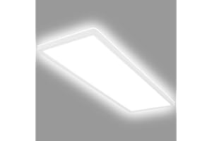 BRILONER Lampy - Lampa sufitowa LED, ultra płaski panel LED, efekt podświetlenia, neutralne światło białe, 3000 lumenów, biały, 580x200x30mm (DxSxW), 7402-416