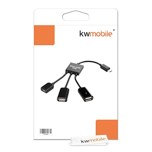 kwmobile 3in1 Micro USB OTG Hub Adapter für Samsung Galaxy Tab A 10.1 (2016) T580N / T585N – Mikro USB Verteiler in Schwarz - 7