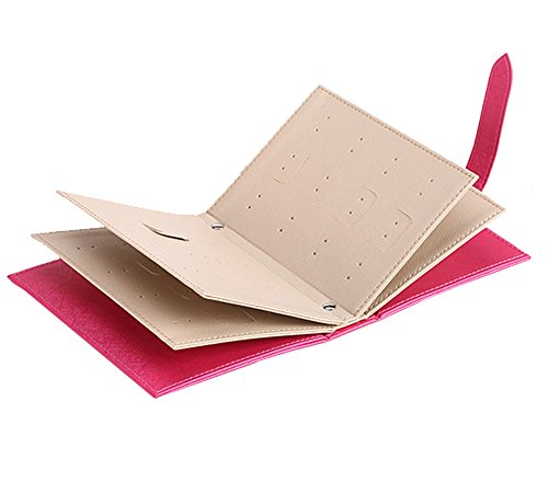 iSuperb® Ohrringe Schmuckschatulle Ohrringhalter PU Leder Schmuckkasten Kasten Ohrringe Aufbewahrung Ohrringständer Schmuckständer Weihnachtsgeschenk Geburtstagsgeschenk für Mädchen Frauen Damen 18.5 x 14 x 4.5cm (Rose) - 3