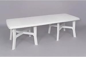 IPAE-PROGARDEN Rechteckiger ausziehbarer Gartentisch, Made in Italy, 160x100x72 cm (geschlossen), Farbe Weiß