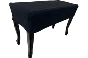 Wenlai Abdeckung Für Klavier Hocker Schwarz Klavierhocker Anti-Staub Stoff Mit Löchern Für Einzelsitz Pianobank, Universal Klavierbank Cover Von Klavier, Flügel Und E-Piano(Double Stool Cover, Black)