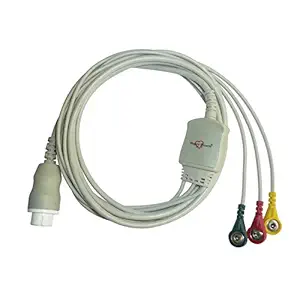 3 Lead ECG Cable Compatible with Hp 12/Mindray/Browndove/Philips 12 pin Snap type.