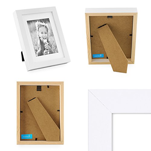 2er Bilderrahmen-Set Modern Tief Massivholz Weiss 15×20 cm mit Passepartout 10×15 cm - 3