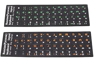 SUNGOOYUE 2Pcs Russian Keyboard Stickers Unique Coating Waterproof Dustproof Russian Alphabet Keyboard Stickers for PC Laptop (1 Green 1 Orange)