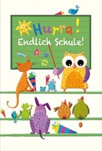 Glückwunschkarte Einschulung Schulanfang lustige Eulen: Amazon.de