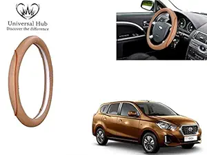 Universal Hub Car Steering Wheel Cover (Beige Signature) for Go Plus