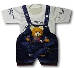 RSE Baby boy & Baby Girl Teddy Bear Dungaree Set with Tshirt 0-6 Months || Baby Boy Dresses for 0-6 Months || Clothes for Baby boy and Girl (3-6 Months)