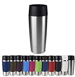 Emsa 513351 TRAVEL MUG - Mug isotherme fermeture par pression Quick Press, 100% hermétique, 360 ml, Argent,